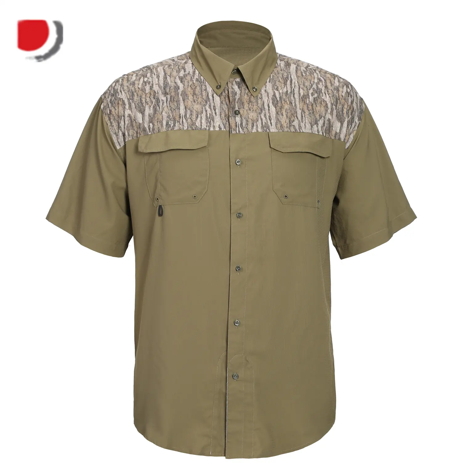 men's hunting camo shirt breathable and quick dry fabric chest pocket vent shirt