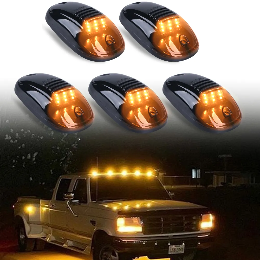 Lente fumada 6000k xenon 5 peças, led cab telhado luzes de corrida para caminhão suv 4x4 para chevrolet y ford dodge gmc