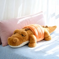 Peluche crocodile lestée personnalisée en coton PP, coussin doux et câlin en forme de pain, idéal pour les enfants, les anniversaires et la maison (OEM)