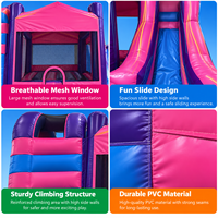 Château gonflable Ceyu Kpop avec panneau de fond imprimé à motifs de scène lumineuse et toboggan rose fluo pour location de fêtes pour jeunes