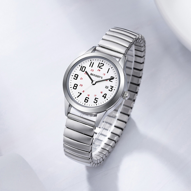 Elastic Band Stainless Steel Back 3 Atm at Least Water Resistant Quartz Watch
