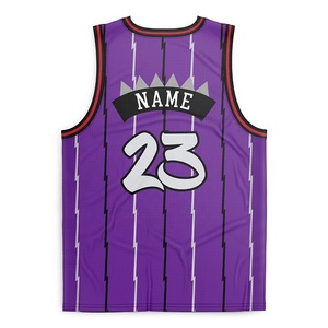 <span class=keywords><strong>Camiseta</strong></span> de <span class=keywords><strong>Baloncesto</strong></span> Personalizada Healy Morada, Diseño Retro de Dinosaurio Raptor, Rayas Relámpago, Malla Transpirable, Sin Mangas - Product Image 3