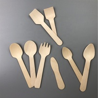 Vente en gros de couverts jetables personnalisés en bois de bouleau biodégradable, mini-cuillères, fourchettes et couteaux écologiques, simples, pour cadeaux de fête et événements alimentaires