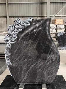 Stèle funéraire antique <span class=keywords><strong>en</strong></span> <span class=keywords><strong>granit</strong></span> sculpté de style américain avec motif de rose pour cimetières, tombes et monuments - Product Image 2