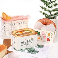 Mini boîtes à hamburger personnalisées Toast tenant plateau à pain Sandwich Hot Dog beignet oeuf gaufre boîte d'emballage pour emporter contenants alimentaires