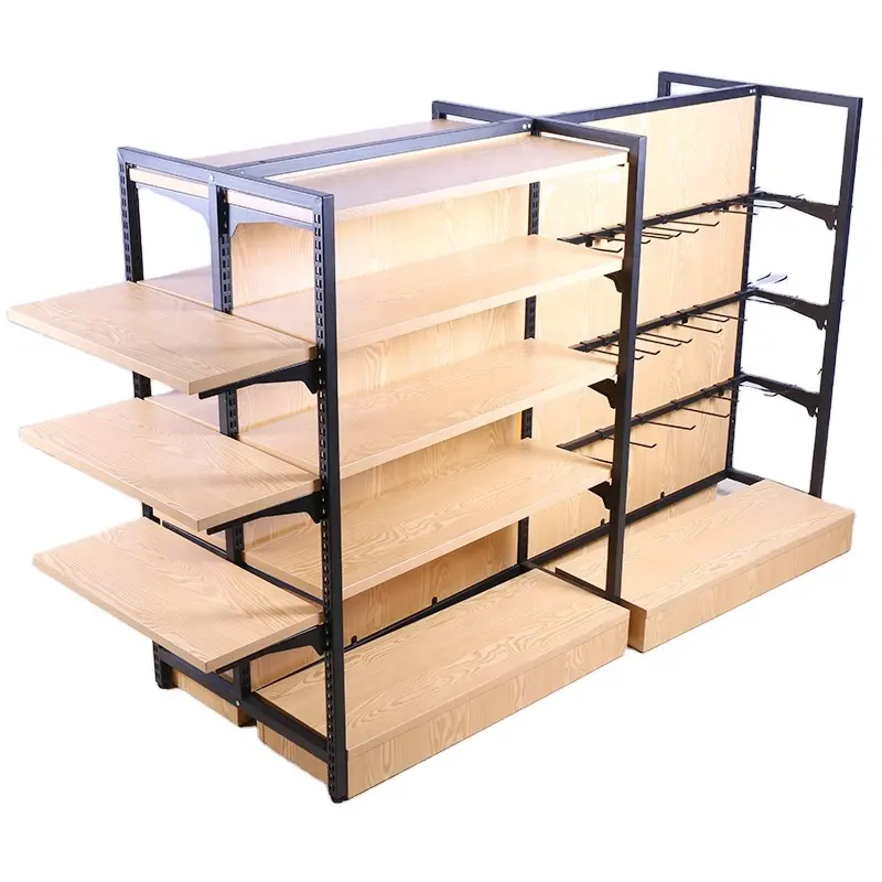 Wholesale fashionable china trendy supermarket wooden shelf Miniso supermarket shelves