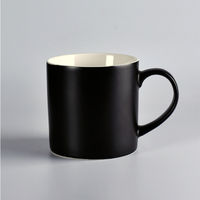 Tasses à café en porcelaine fine Basics, 16 oz, noir mat, compatibles lave-vaisselle/micro-ondes, avec anse, pour chocolat chaud/lait, style américain