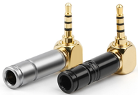 Fiche Casque Stéréo Mini Jack Audio 2,5mm Coudée 4 Pôles TRRS pour Câble de 4mm de Diamètre