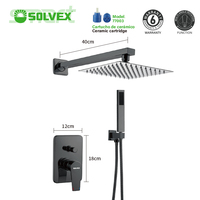 Ensemble de douche encastré SOLVEX à prix réduit, pommeau de douche carré en acier inoxydable de 8 pouces, système de douche à main, robinets de salle de bain