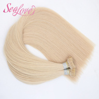 Extensions de cheveux à pointe en K alignées sur les cuticules, couleur clair piano, extensions à la kératine à pointe plate, cheveux humains lisses ou ondulés