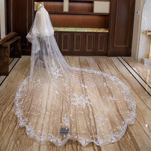 रोमांटिक दुल्हन घूंघट के साथ सुपर 400cm लंबी वेडिंग गौण शादी घूंघट फूल - Product Image 2