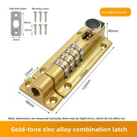 Pestillo de Seguridad con Contraseña de Aleación de Zinc, Instalación sin Perforaciones y Tornillo para Puerta y Ventana, Tipo A