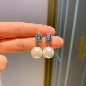 Fashion Hot Accessories Jewelry Long Color Zircon Pearl Earrings For Women Wedding Jewelry Unique Earrings