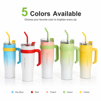 Gobelet isotherme en acier inoxydable à double paroi de 40 oz, vierge, avec poignée et paille, dégradé, pour sublimation, vente en gros