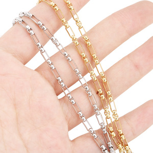 Chaîne carrée en acier inoxydable 3:1 plaquée or, creuse, pour collier, bracelet, chaîne de pull, accessoire de bijouterie unisexe - Product Image 2