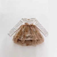 Robe vintage en coton à manches longues et imprimé crocheté pour filles, coupe trapèze, personnalisable, plusieurs couleurs, échantillon en 7 jours |   Stock |   Usine de Foshan