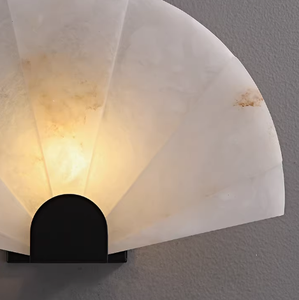 Lampe murale en marbre en forme d'éventail antique, lampe en albâtre pour salon, fond de mur, chambre à coucher, chevet, lampe en pierre d'albâtre - Product Image 3