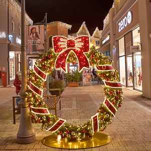 Guirlande de Noël géante à LED avec motifs lumineux, décorations extérieures commerciales imperméables, structure en acier, ornements en boules 3D pour la décoration des centres commerciaux - Product Image 4