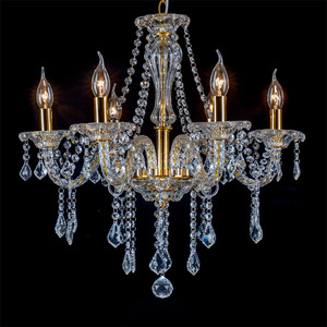Lámpara de Araña de Cristal con Marco Dorado de Acero Inoxidable, E26, 5000K, Luz Diurna, Control Remoto, Altura Ajustable, para Montaje en Techo de Sala de Estar - Product Image 2