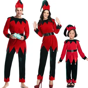 Costume de père noël de la famille de style chaud vêtements de fête de mascarade de noël pour adultes et enfants tenue de noël