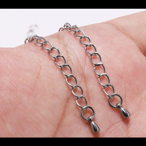 Cadena de ajuste de acero inoxidable con diseño de lágrima para la fabricación de collares, cadena de extensión de 12 eslabones, accesorios de joyería - Product Image 3