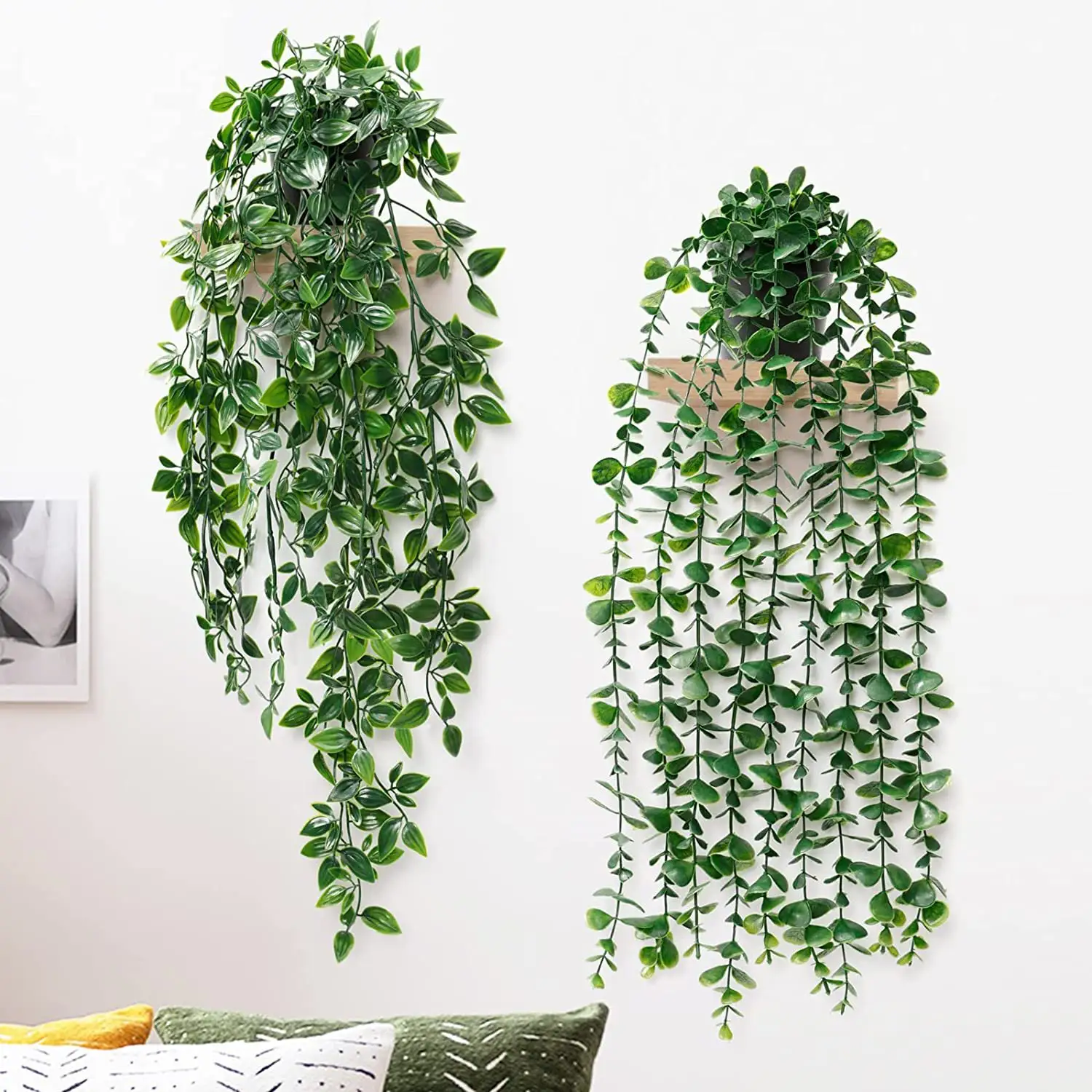 Grüne hängende Hauspflanzen künstliche dekorative Wand- und Außenpflanzen
