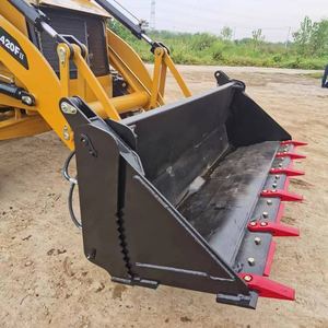 Chargeuse-pelleteuse Cat 420F-1 avec godet avant et bras de terrassement arrière, équipement de construction jaune - Product Image 5