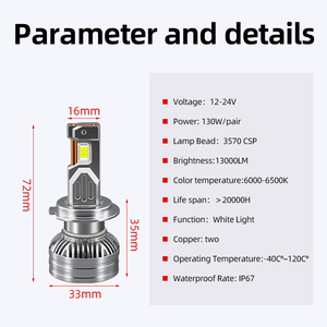Meilleure vente 130W Auto voiture lumière led 24V 6000K blanc système d'éclairage haut/bas faisceau Canbus Compatible 9005 9006 H1 H7 phare h4 - Product Image 3