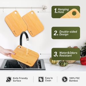 Set da 2 Taglieri in Legno <span class=keywords><strong>di</strong></span> Bambù Ecologici, Leggeri e Non Tossici, per Servire Salumi e Campeggio, Mini Set da Chef - Product Image 5