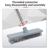 Brosse de sol en fil d'acier inoxydable de tige de poignée télescopique pour nettoyer les cours couvertes de mousse de sols de ciment