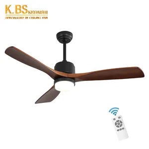 52 Inch Living Room Fan Light Remote Control Outdoor Wooden Smart Ceiling Fan With Light And Remote