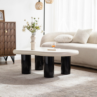 Table basse moderne créative en forme de nuage blanc avec panneau en bois irrégulier pour salon, meubles de maison