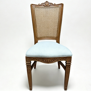 Chaise de salle à manger vintage en rotin avec dossier, structure en plastique PP, chaise d'appoint sculptée pour salon et salle de banquet - Product Image 1