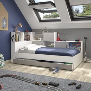 Bedroom Wooden Storage <strong>Day</strong> <strong>Bed</strong> <strong>with</strong> Trundle Guest <strong>Bed</strong> and Bookshelf for Teen or Kids - Product Image 6
