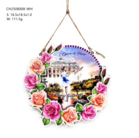 Ornement mural en bois époxy double couche avec scène de Paris et cœur, avec corde en chanvre, décoration intérieure et souvenir de voyage