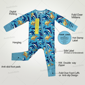 AustinBella Ropa de Bebé Personalizada de Alta Calidad, 95% Bambú, 5% Spandex Viscosa, Mamelucos con Cierre y Estampado, Pijamas, Ropa para Bebés - Product Image 3