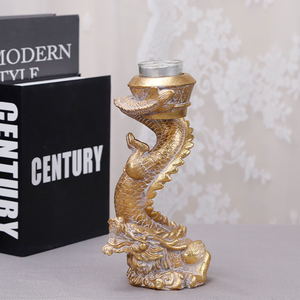 Udeco Offre Spéciale Chandelier <span class=keywords><strong>Dragon</strong></span> Doré Personnalisé Ornements Figurine <span class=keywords><strong>Dragon</strong></span> 3D <span class=keywords><strong>Bougeoir</strong></span> en Résine pour Cadeaux Décoration de la Maison - Product Image 2