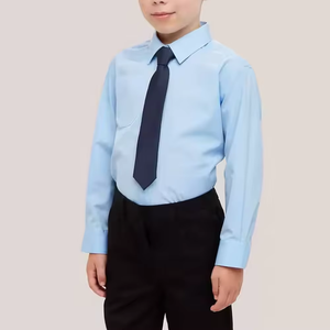 Camisa Escolar de Algodón Oxford Azul Claro para Niños, Manga Larga, Uniforme Escolar Primario, Nueva Tendencia, Alta Calidad, Precio Bajo - Product Image 6
