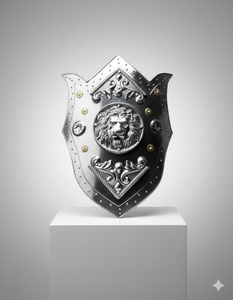 Escudo de León Antiguo en Acero Dulce de Calibre 20 con Acabado Pulido y Asa, Precio al por Mayor - Product Image 2