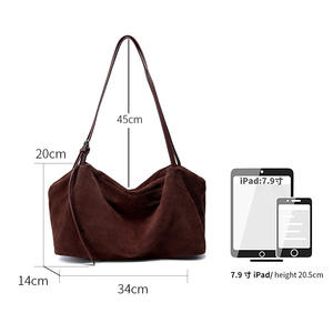 Модная замшевая сумка-тоут <span class=keywords><strong>2026</strong></span> года для женщин, из натуральной воловьей кожи с антикоррозийной пряжкой, многосекционная конструкция, сумка-клатч - Product Image 4