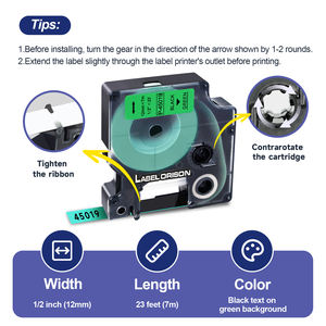 Etiquetas Compatibles con <span class=keywords><strong>Dymo</strong></span> D1 Orison 45019, Negras sobre Verde, 12 mm, Cinta Adhesiva para Impresora <span class=keywords><strong>LabelManager</strong></span> <span class=keywords><strong>160</strong></span> LM160 - Product Image 6