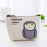 Dompet koin Mini desain hewan lucu dompet kecil ritsleting dompet koin wanita mode dompet koin kanvas rantai kunci