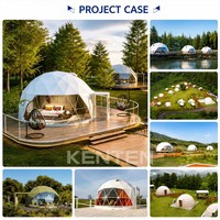Kit de maison dôme géodésique en métal KENTEN, grande tente dôme en PVC pour le glamping en plein air avec salle de bain et rideaux intérieurs