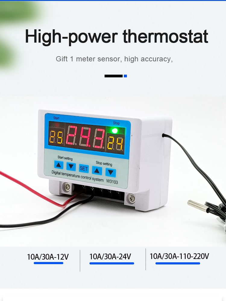 12v 24v Ac 220v 30a Digital Thermostat High Power Wall Mounted Temperature Controller ZFX-w3103(图3)