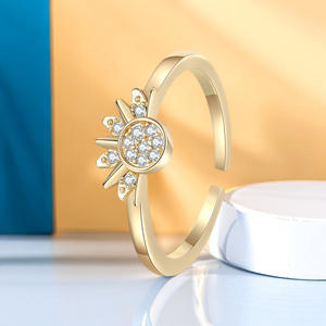 Anillos de Compromiso y Matrimonio Apilables Estilo 2025, Juego de Anillos de Promesa para Parejas con Circonitas Cúbicas, Anillos Ajustables Abiertos con Diseño de Sol y Luna Brillantes - Product Image 5