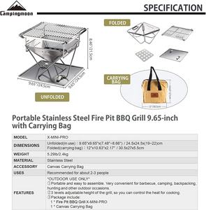 CAMPINGMOON Griglia <span class=keywords><strong>per</strong></span> <span class=keywords><strong>Barbecue</strong></span> Portatile Pieghevole in Acciaio <span class=keywords><strong>Inox</strong></span> <span class=keywords><strong>per</strong></span> Esterni con Regolazione dell'Altezza - Product Image 2