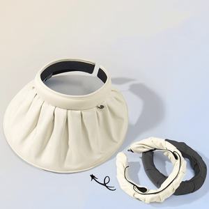 Sombrero de Sol de Ala Ancha con Parte Superior Vacía para Mujer, Protección Solar Anti-UV, Gorra de Playa para Exteriores - Product Image 1