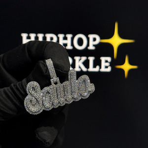 Custom 2 Inch <b>Name</b> Pendant Iced Out Moissanite Diamonds 925 Sterling Silver Hip Hop Style Luxury Jewelry <b>Chain</b> Pendant Statement - Product Image 3