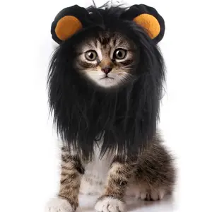 C & C Grappige Leuke Huisdier Kat Kostuum Lion Mane Pruik Hoed Voor Kat Hond Halloween Kerst Kleding Fancy Dress met Oren Huisdier Kleding