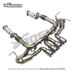 ท่อไอเสียแคทแบ็คแบบดาวน์ไปป์สำหรับ Chevrolet CORVETTE C8 Z06 ปี 2019-2025 ยี่ห้อ Boska ผลิตจากไทเทเนียม พร้อมระบบวาล์วแบบ OEM - Product Image 2